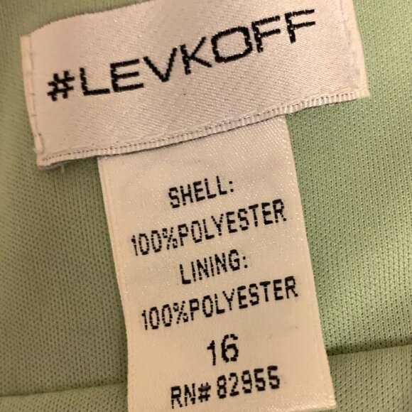 Levkoff gown SZ 16 green prom formal wedding black-tie elegant maxi deep V-neck - Picture 10 of 11